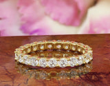 Full Eternity Wedding Ring Band 2ct Round Cut Diamond 14k Yellow Gold Finish