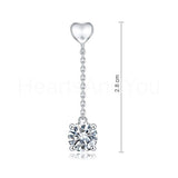 1ct Round Cut Moissanite Party Wear Dangle Earrings Women 14K White Gold Plated