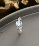 Pear Accents Trilogy Engagement Ring 1.5ct Round Cut Diamond 14k White Gold Over