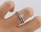 1.5ct Round Cut Diamond Bridal Set Engagement Ring Band 14k White Gold Finish