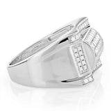 4.5ct Round Cut Diamond Cluster Stylish Men Engagement Ring 14K White Gold Over