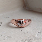 0.5ct Marquise Cut Diamond Cat Kitty Eyes Engagement Ring 14k Rose Gold Finish