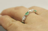 2Ct Marquise Cut Emerald Diamond Stackable Wedding Band Ring 14K White Gold Over