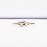 Minimalist Petite Engagement Ring 0.55ct Round Cut Diamond 14k Rose Gold Finish