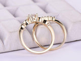 1.5ct Round Cut Diamond Engagement Ring Curved Bridal Set 14k Yellow Gold Finish