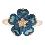 5ct Engagement Ring Heart Cut London Blue Topaz Floral 14k Rose Gold Finish