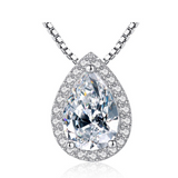 2ct Pear Cut VVS1 Diamond Pendant Halo Water Drop 14k White Gold Finish NO CHAIN