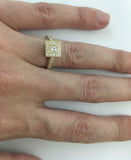 2ct Princess Diamond Engagement Ring Antique Inspired Halo 14k Yellow Gold Over