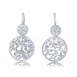 2ct Round Cut Moissanite Bezel Set Drop Earrings For Women 14k White Gold Plated