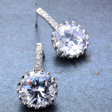 2ct Round Cut VVS1D Diamond Fancy Stylish Drop Earrings 14k White Gold Finish