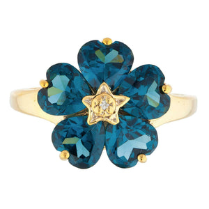 5ct Engagement Ring Heart Cut London Blue Topaz Floral 14k Yellow Gold Finish