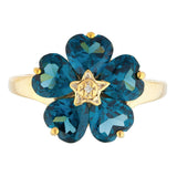 5ct Engagement Ring Heart Cut London Blue Topaz Floral 14k Yellow Gold Finish