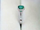 2.2ct Engagement Ring Cushion Green Emerald Split Shank Halo 14k White Gold Over