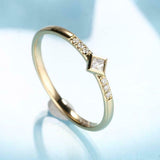 1ct Princess Diamond Engagement Ring Minimalist Thin Promise 14k YellowGold Over