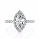 2ct Marquise Diamond Engagement Ring Accent Halo Solitaire 14k White Gold Finish