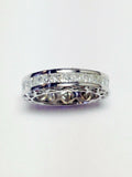 4Ct Princess Cut Diamond Eternity Filigree Wedding Band 14K White Gold Finish