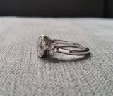 1.1Ct Oval Cut Diamond Vintage Milgrain Engagement Ring 14K White Gold Finish