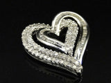 0.53ct Round Cut VVS1D Diamond Pendant Double Heart Shaped 14k White Gold Finish