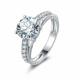 2.5ct Round Diamond Engagement Ring Milgrain Accent Solitaire 14k WhiteGold Over