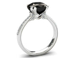 2ct Cushion Cut Black Diamond Engagement Ring Bridal Set Band 14k WhiteGold Over