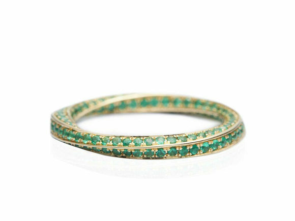 2ct Round Cut Green Emerald Wedding Band Full Eternity 14k Yellow Gold Finish