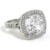 4.3ct Cushion Cut Diamond Engagement Ring Halo Statement 14k White Gold Finish