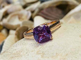 2ct Engagement Ring Cushion Cut Purple Amethyst Solitaire 14k Rose Gold Finish