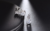 2.3ct Round Cut VVS1D Diamond Three Layer  Stud Earrings 14k White Gold Finish