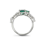 2.5ct Emerald Cut Green Emerald Cocktail Engagement Ring 14k White Gold Finish