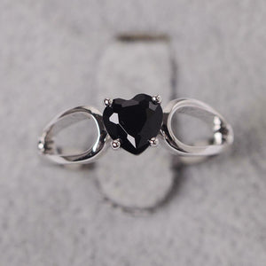 1ct Engagement Ring Heart Cut Black Diamond Split Shank 14k White Gold Finish