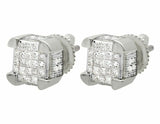 0.5ct Princess Cut Diamond Cube Hip Hop Iced Stud Earrings 14k White Gold Finish