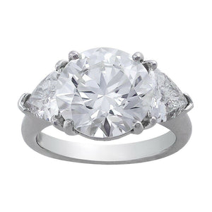 3Ct Round Trillion Cut Diamond Three Stone Solitaire Ring 14K White Gold Finish