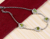 5ct Pear Cut Green Peridot Hollow Stylish Chain Bracelet 14k White Gold Finish