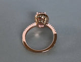 1.5ct Oval Cut Peach Morganite Halo Solitaire Engagement Ring 14k Rose Gold Over