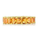 4ct Emerald Cut Yellow Citrine Wedding Band 14k Yellow Gold Finish Full Eternity