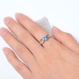 1ct Engagement Ring Heart Cut Blue Topaz Split Shank 14k White Gold Finish