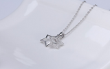 1ct Round Cut Diamond Double Star Party Promise Pendant Chain 14k WhiteGold Over