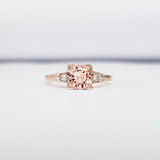 0.5ct Round Cut Morganite Solitaire Trilogy Engagement Ring 14k Rose Gold Finish