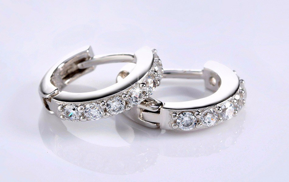 3ct Round Diamond Prong Setting Trendy Women Hoop Earrings 14k White Gold Finish