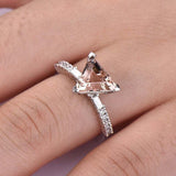 1.5ct Trillion Cut  Morganite Engagement Ring Diamond Accent 14k White Gold Over