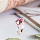 1.2ct Marquise Pink Ruby Engagement Ring 3 Stone Leaf Design 14k Rose Gold Over