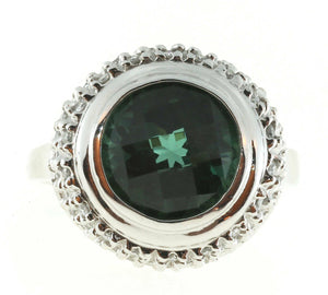 2ct Round Cut Green Emerald Engagement Ring Dome Cocktail 14k White Gold Finish