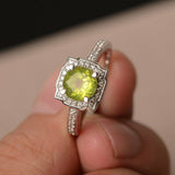 2ct Round Cut Green Peridot Engagement Ring 14k White Gold Finish Halo Promise