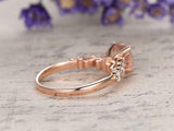 1.5ct Round Peach Morganite Engagement Ring 14k RoseGold Finish Accent Solitaire