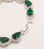 10ct Green Emerald Elegant Gatsby Women Gemstone Bracelet 14k White Gold Finish