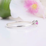 0.6ct Round Cut Pink Ruby Engagement Ring Solitaire Trilogy 14k White Gold Over