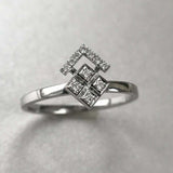 Square Crown Design Engagement Ring 1.2ct Round Cut Diamond 14k WhiteGold Finish