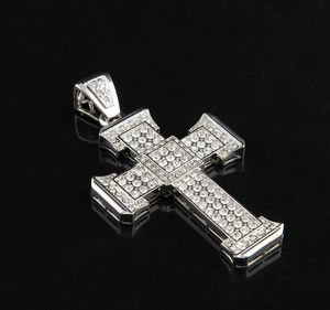 3.5ct Round Cut Diamond Christ Cross God Pendant 14k White Gold Finish NO CHAIN