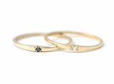 0.1ct Round Cut Black Diamond Engagement Ring 14k Yellow Gold Finish Minimalist