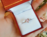 1.5ct Heart Cut Peach Morganite Engagement Ring 14k White Gold Finish Trilogy